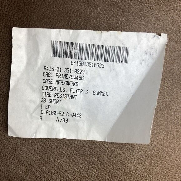 *Recalled* US Navy Issued Fire Resistant Coveralls Flight Suit Sage Green 38S - Picture 11 of 15